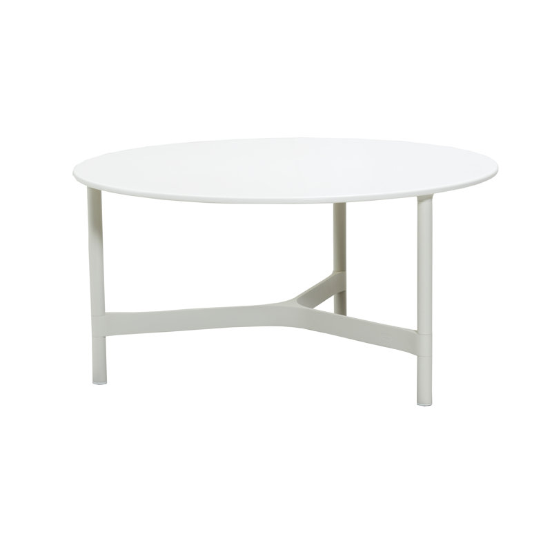 Twist Outdoor Round Teak Coffee Table, Lava Gray/Black, 17.79" H x 35.5" W x 35.5" D