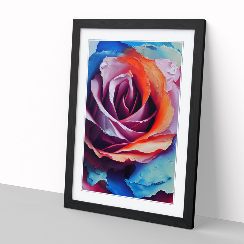 Rose Flower Painting Vol.6 - Single Picture Frame Print, Black, 64cm H x 46cm W x 2cm D