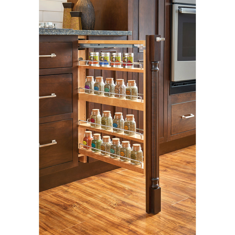 Wood Base Filler Pullout Organizer for New Kitchen Applications w/ Soft-Close, 6"D