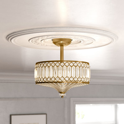 Eyne 2 - Light 14.75'' Carved Crystal Drum Semi Flush Mount