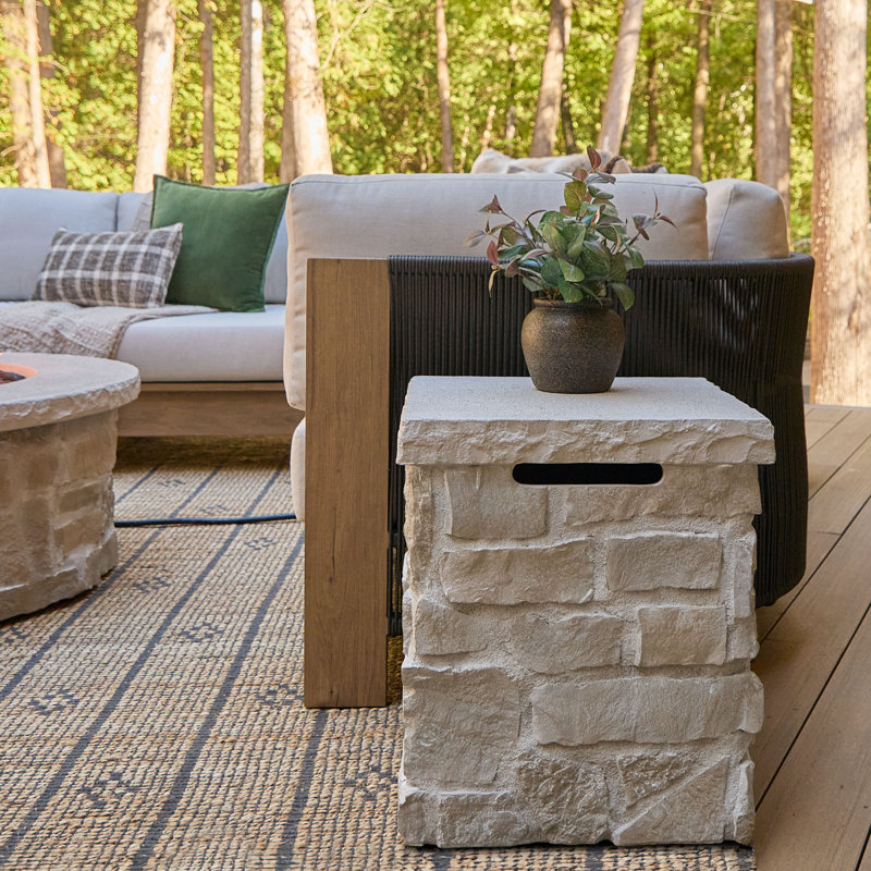 Scottsdale Stone Propane Tank Cover And Side Table In Beige By Real Flame