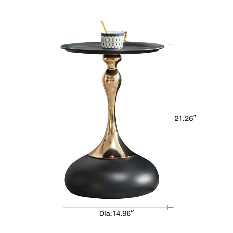 Compact Round Side Table for Small Spaces, Black