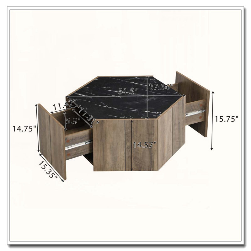 Table basse Retro, Noir, brun clair