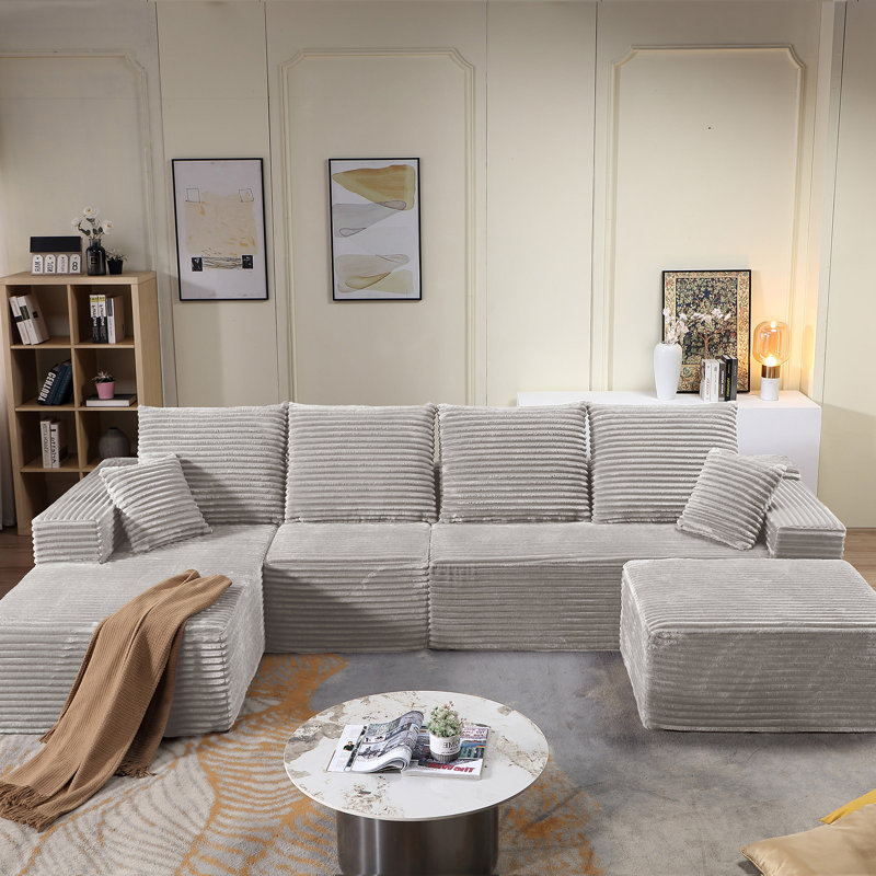 Canapé modulaire Bonfort, Gris, Orienté à droite