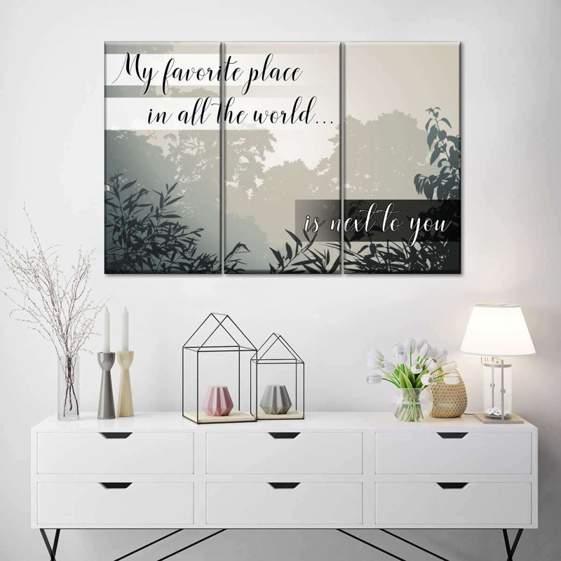 «Love Love», ensemble de 3 impressions sur toile par Yi, H 24 po x l 38 po x P 1,25 po