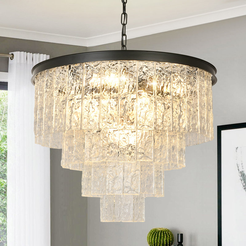 Unique Multi-layer Chandelier, 18" H x 23" W x 18" D, 4 Tiers, 11 Lights