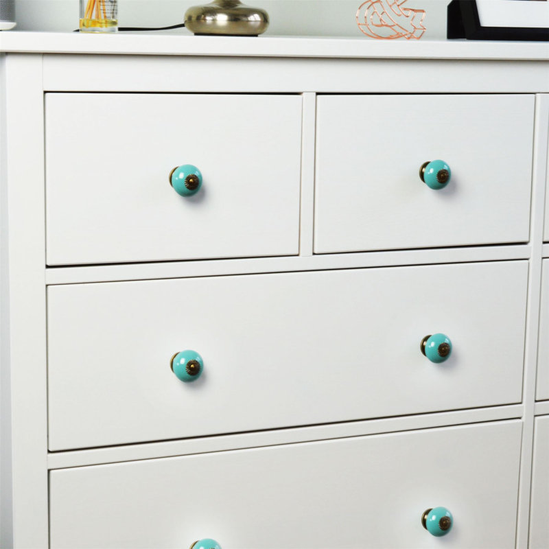 Nicola Spring - Round Ceramic Cabinet Knobs, Turquoise