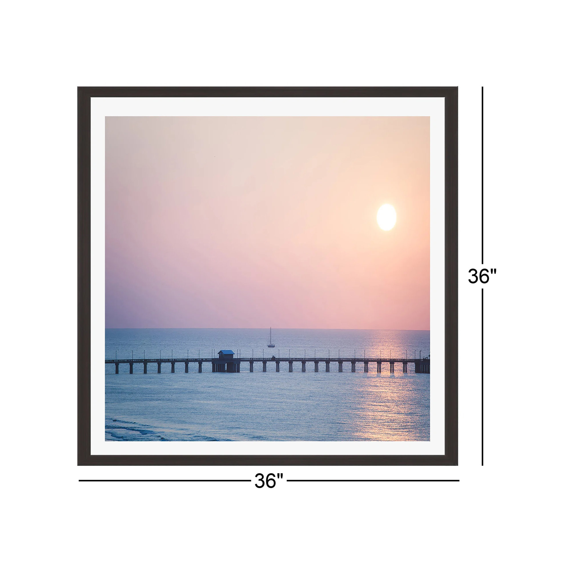 Morning Sail by Ann Hudec, Espresso Floater Framed, 36" H x 36" W x 2" D, No