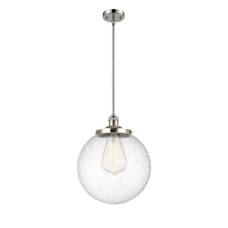 Luminaire suspendu simple à 1 lumière Beacon, Nickel poli, Grainé
