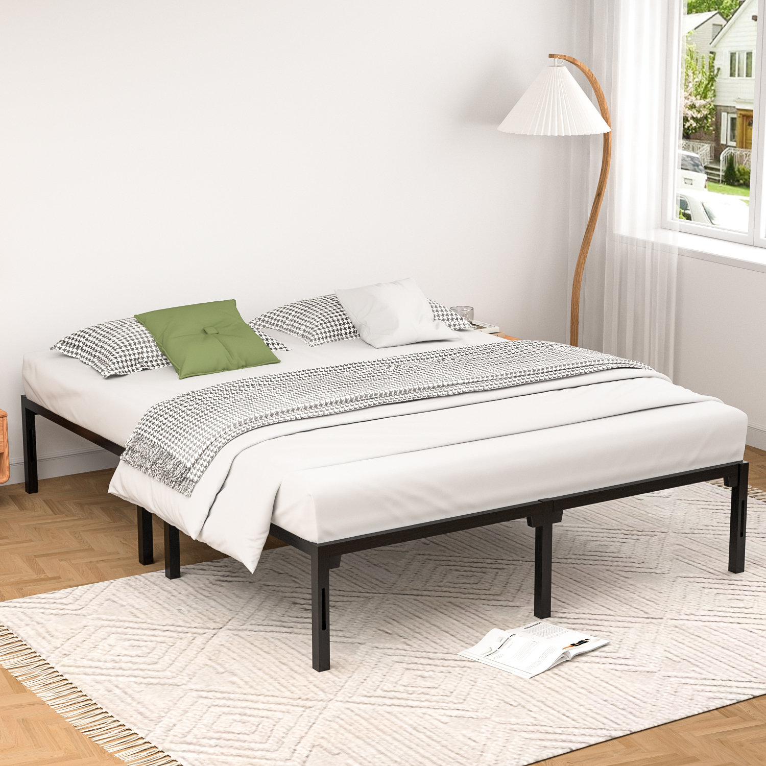 Latitude Run?? Travarus 14'' Platform Bedframe Tool Free Assembly with