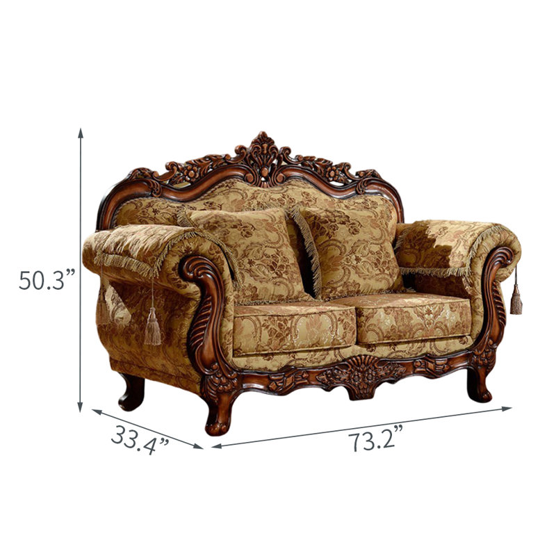 Canapé sculpté de style européen. 73,2 po