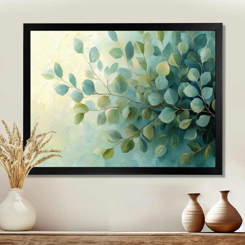 «Eucalyptus Leaves Dance Of The Foliage I» - feuilles, art mural, H 12 po x l 20 po, Reproduction encadrée d'une seule photo