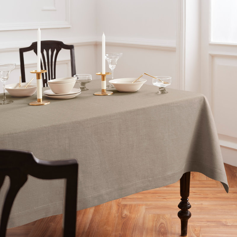 Diana - 100% Pure Linen Tablecloth, 108" L x 60" W, Natural, Solid Color