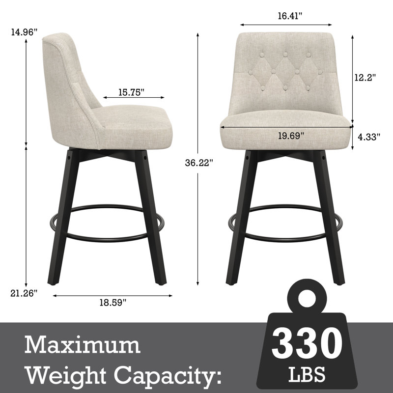 Linen Swivel Bar Stool-light Grey