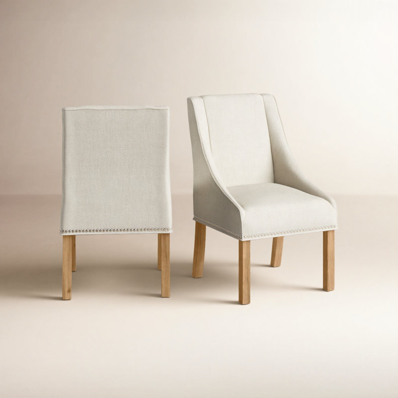 Sorrento 19.7'' H Upholstered Armchair, Beige, Weathered Oak