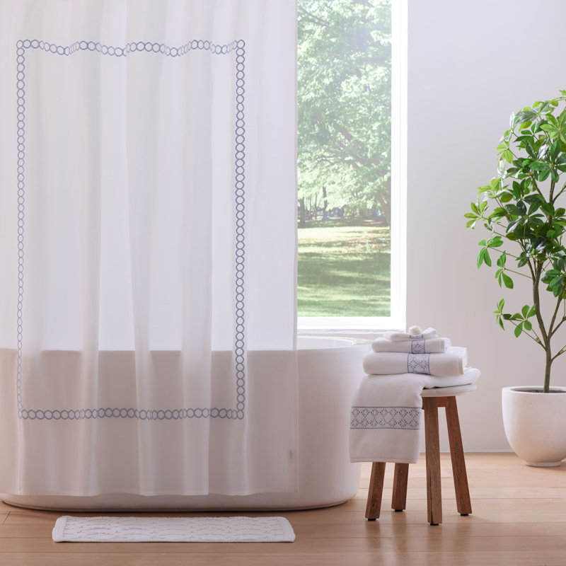 Clean Design Home x Martex Savoy 400 Thread Count Single Shower Curtain, Blue