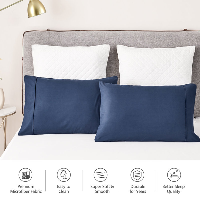 Microfiber - Set of 2, Queen, Navy Blue