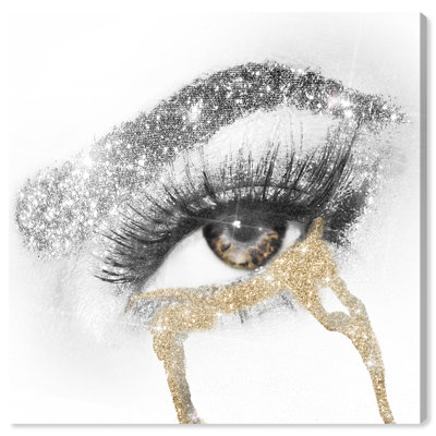 " Fashion And Glam Eyes And Rhinestones Golden, Glam Gray "