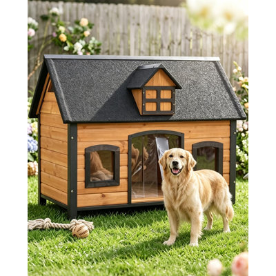 Niche pour chien en bois brun