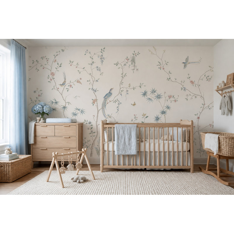 Papier peint amovible chinois Chinoiserie, 160 po x 108 po, Peler et coller