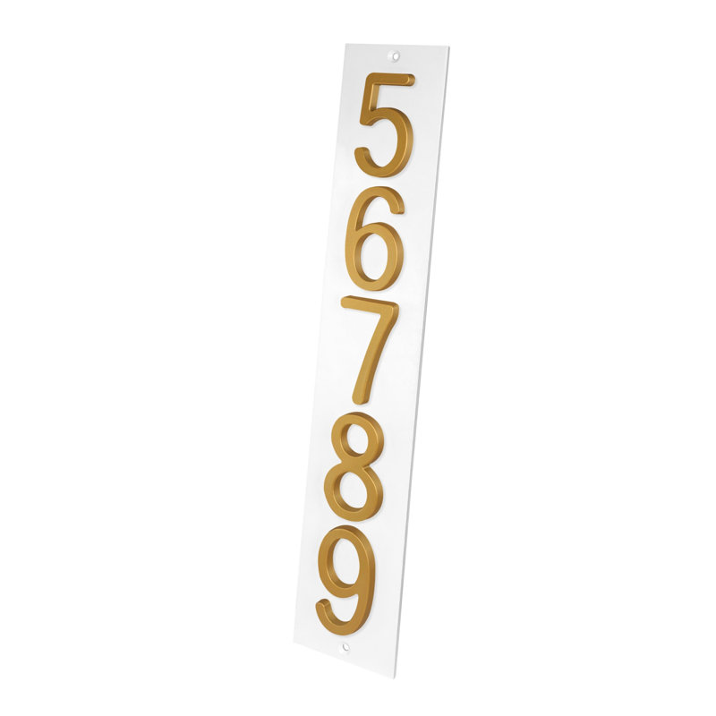 Plaque d'adresse verticale Amgo, Blanc, Doré, Oui