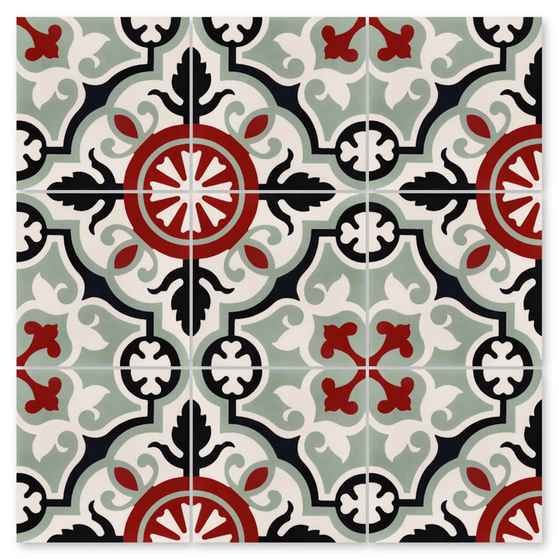 Carreau de plancher et de ciment à motif ciment 8 po x 8 po, Floraison