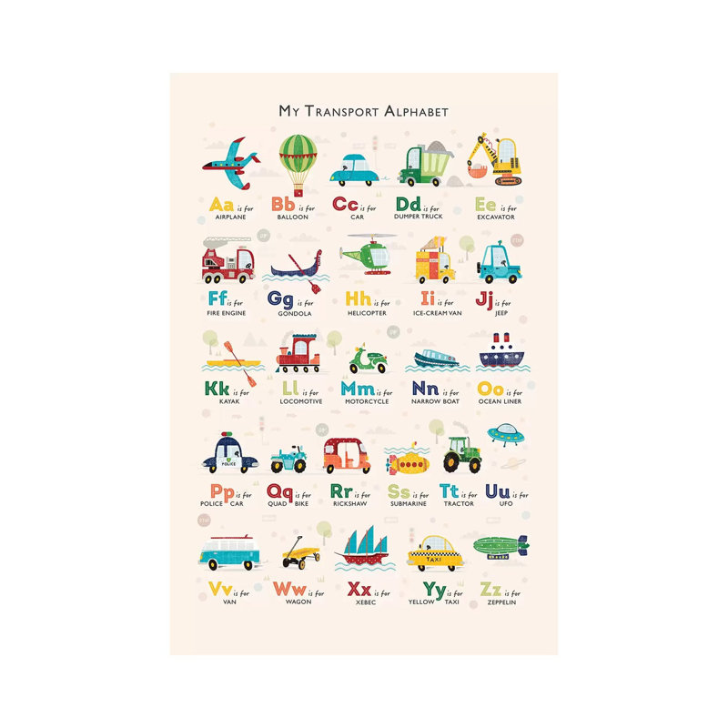 Retro Transport Alphabet - Wrapped Canvas Print, 152.5 cm H x 101.5 cm W