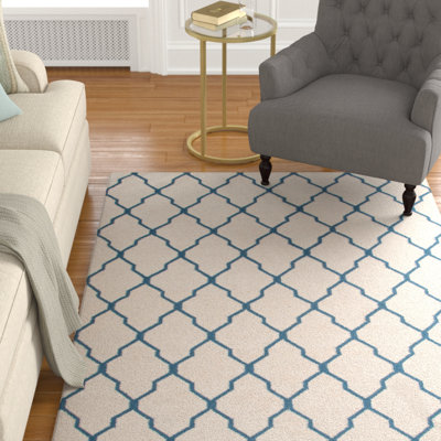 Tapis brun / vert en laine tissé à plat à la main à motif géométrique Angelique