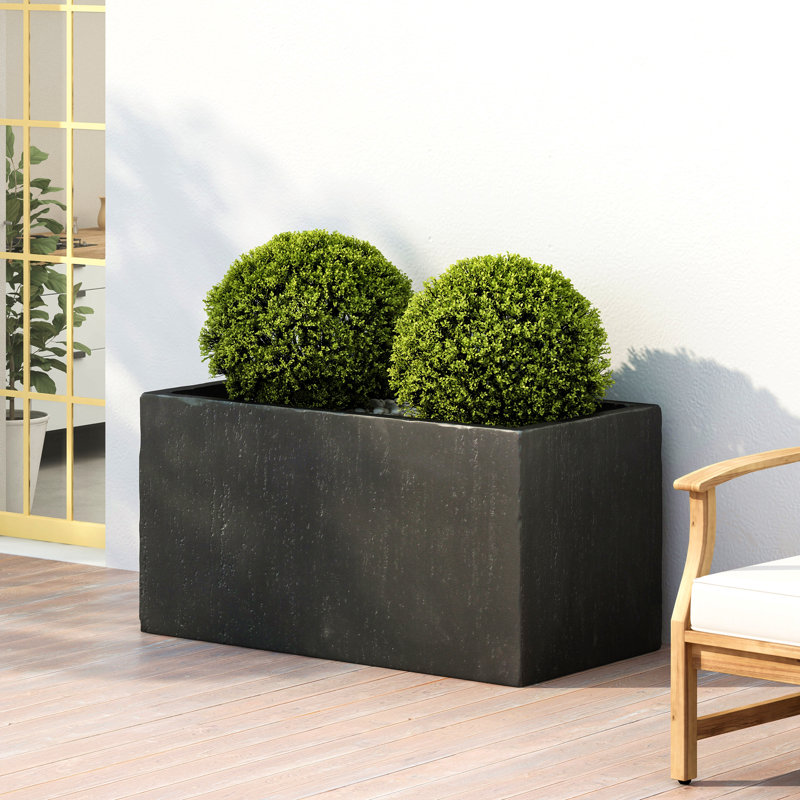 Outdoor Large Square Planter  35''L, 18" H x 35.25" W x 18" D, Black