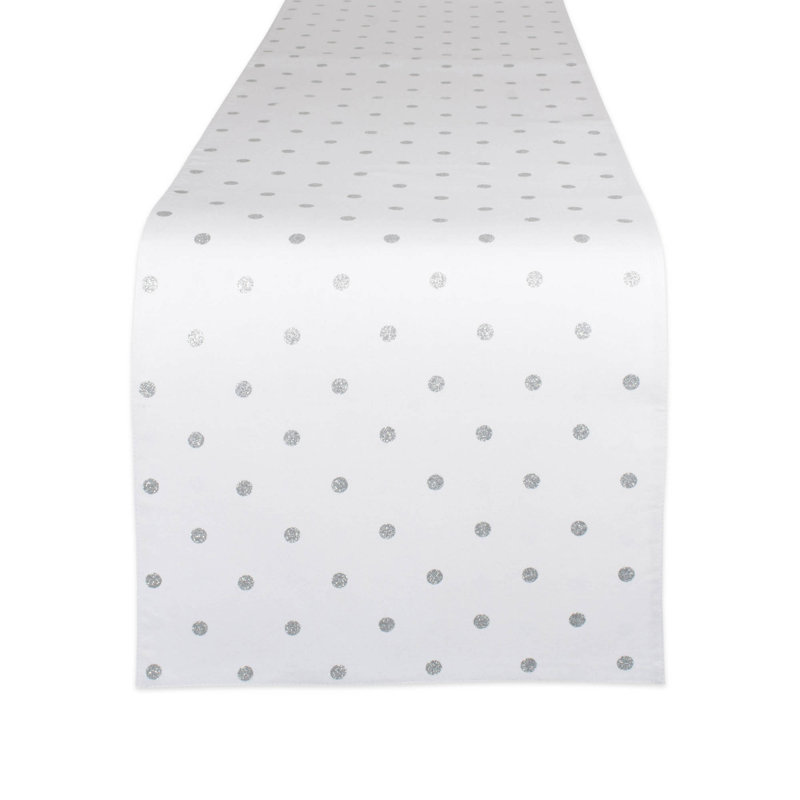 Marriott Reversible Polka Dot Table Runner, 72" x 14", Gold/White
