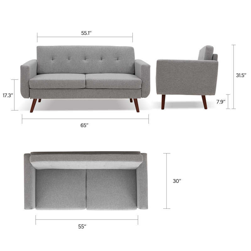 Causeuse rembourrée, Mélange de coton gris / mélange de lin