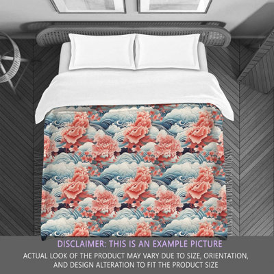 Elegant Wave Blue/Orange Microfiber Comforter
