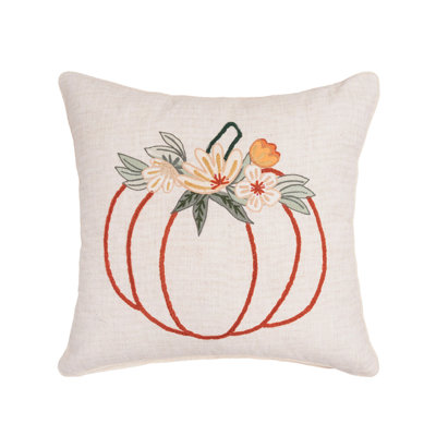 18" x 18" Autumn Botanical Pumpkin Throw Pillow