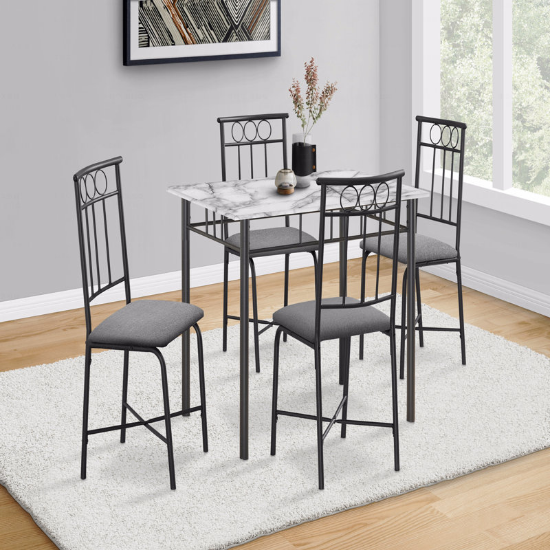 Dining Table Set, 5-Pieces Set, Small, 40" Rectangular, Gray, White