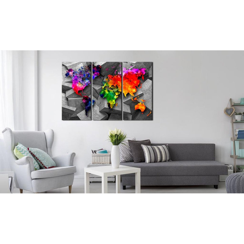 Symétrie du monde 3 pièces, H 24 po x l 36 po x P 0,7 po