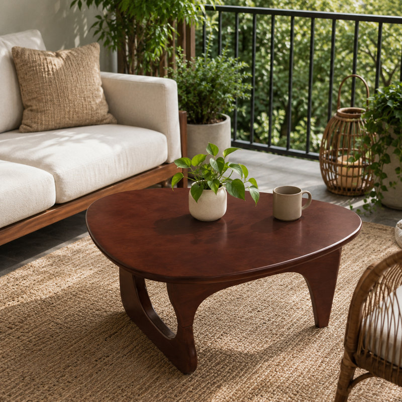 Table basse en noyer de 34,25 po, table d'appoint en bois massif multi-couches pour le salon
