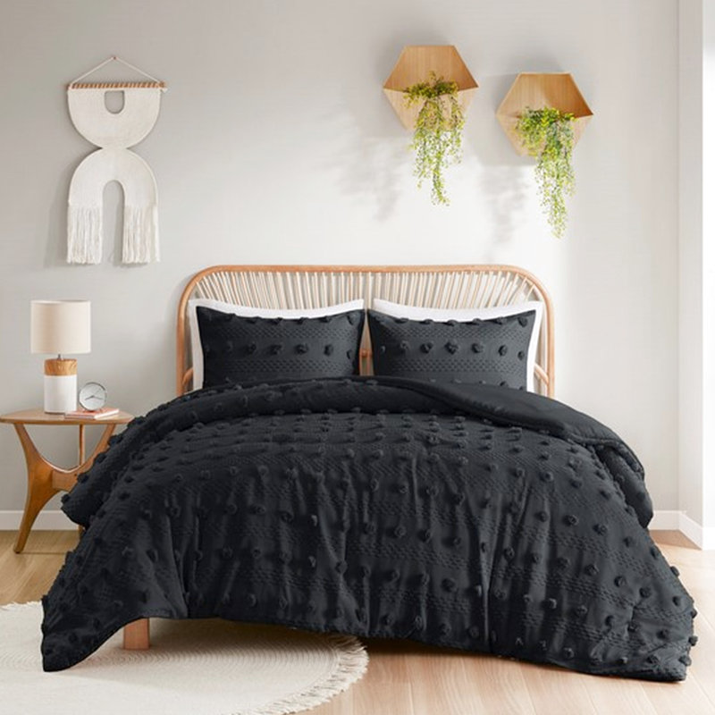 Édredon noir très grand / très grand - conception, literie en microfibre nettoyable à l'arrière, Black, King Comforter