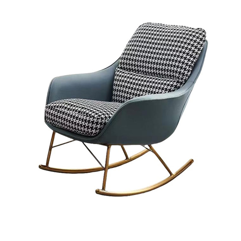 Chaise berçante confortable avec design ergonomique, Noir / Bleu
