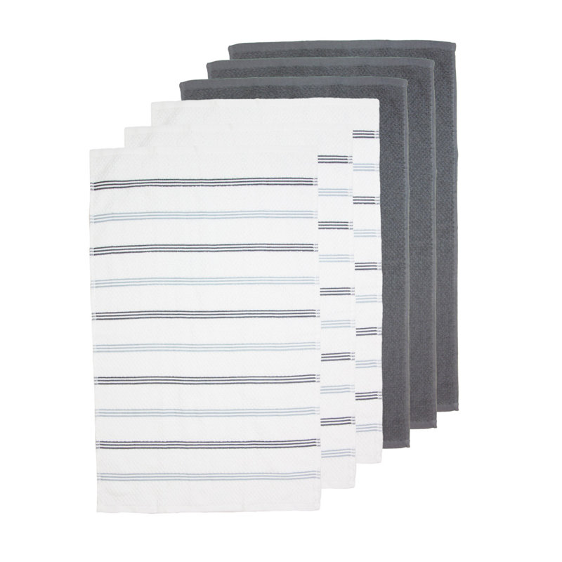 Stripe Tea Towel Kitchen Towel, Silver/Gray