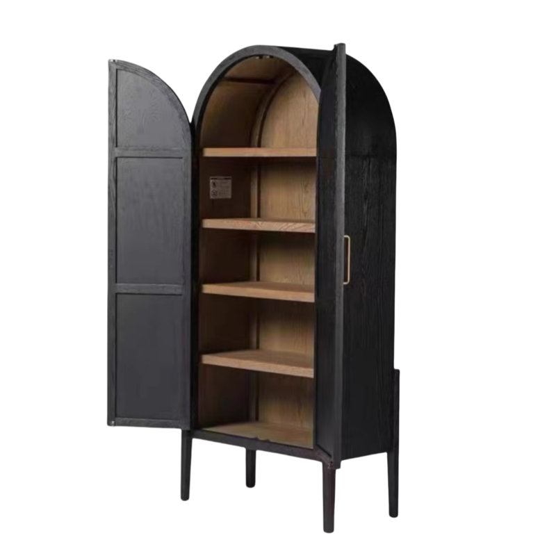 American-style Simple Solid Wood Black Wardrobe