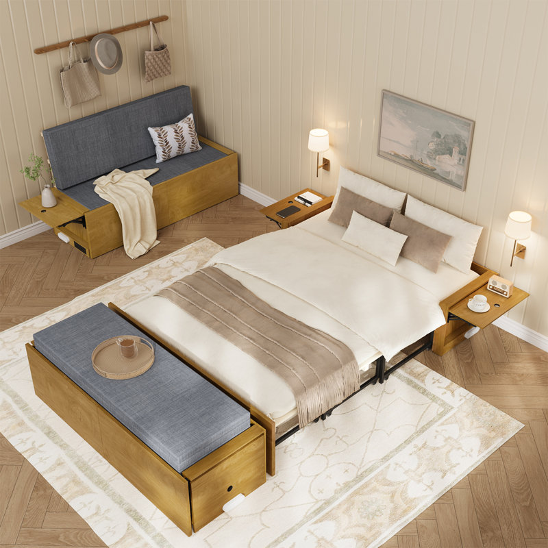 Murphy Bed with Mattress, Yellow