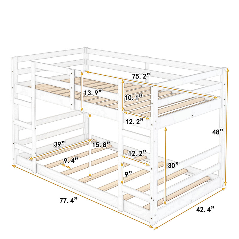 Eveliene Twin Over Twin Bed by Harriet Bee, White