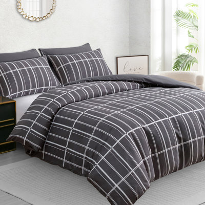 Soft Touch Reversible Duvet Cover Set with Secure Zipper & Corner Ties