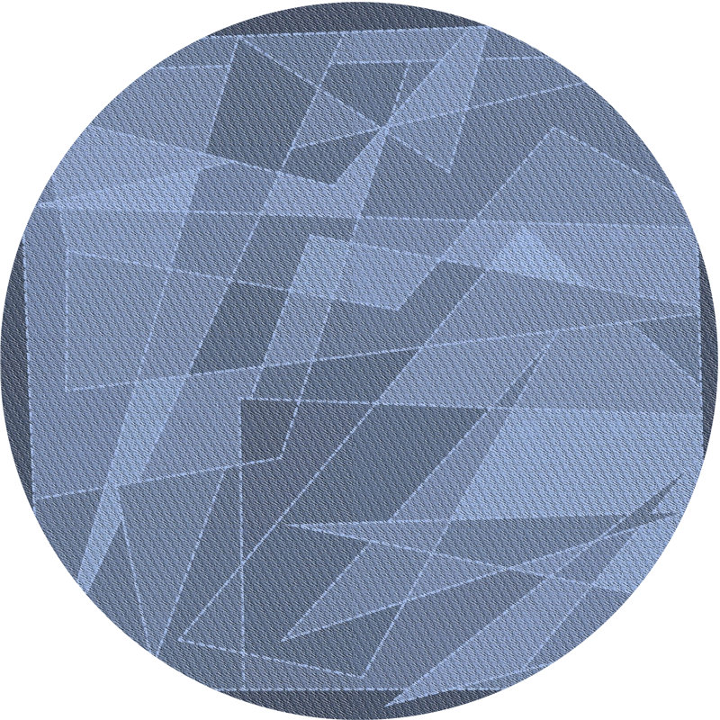 Laine tissée à la machine à motifs géométriques et polyester bleu marine Tapis décoratif, Rond 3 pi