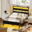 Metal Bed Frame with Charging Station, RGB LED Lights and Storage Headboard-1873803374