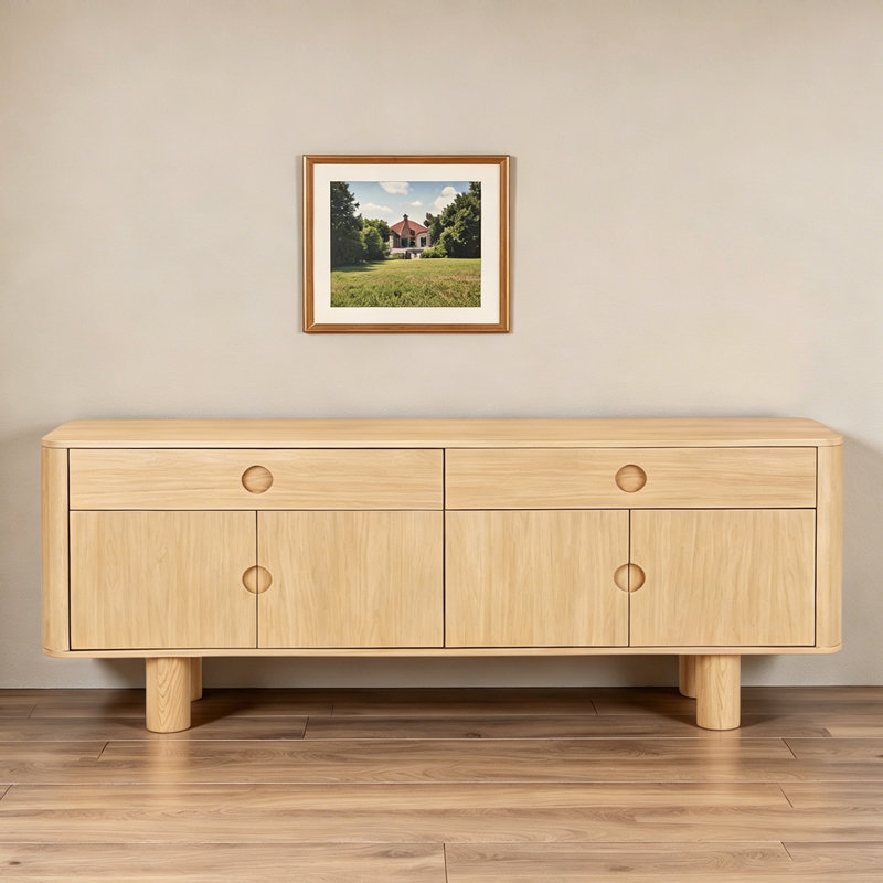 Buffet simple de grande capacité, 29.53" H x 70.87" W x 17.72" D, Brun orangé