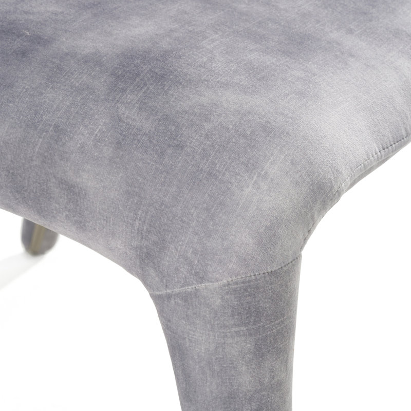 Chaise avec accoudoirs à oreilles Margart, Velours gris bleuté