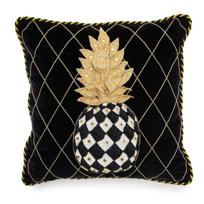 Pineapple Black Pillow Cover & Insert