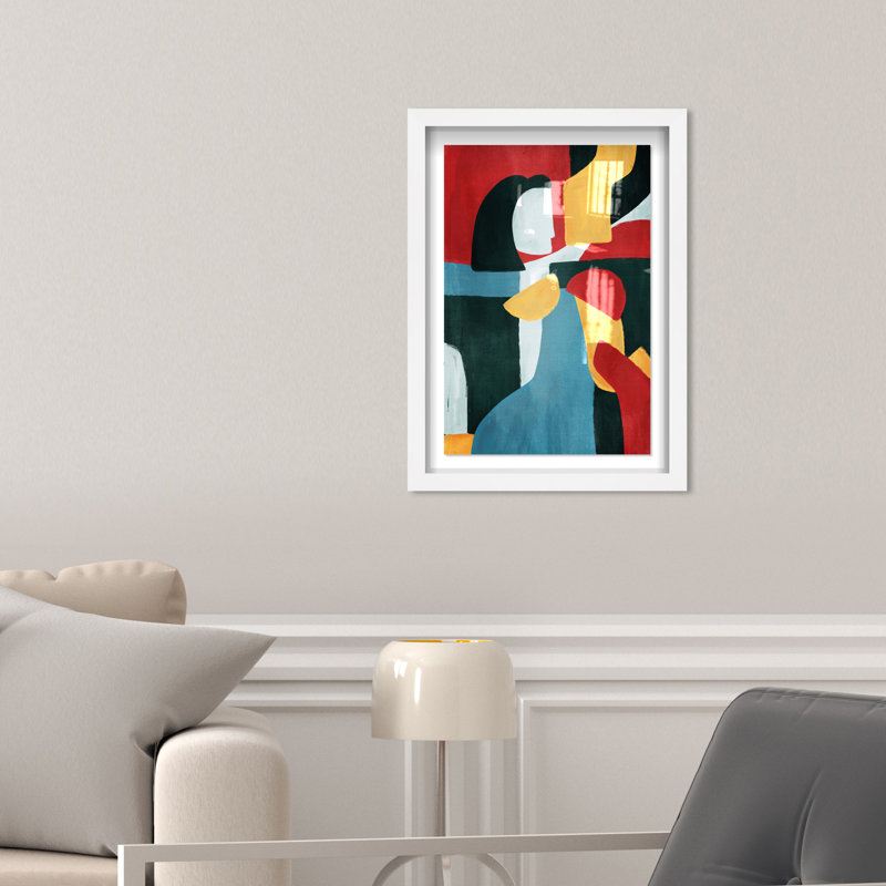Colorful Abstract Couple, White, 16" H x 11" W