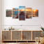 Coucher de soleil au-dessus d'un quai sur toile, ensemble de 5 pièces-1175400670